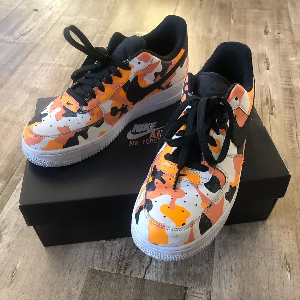 Nike | Shoes | Nike Af Air Force Black Orange Camo Lv8 Us7 